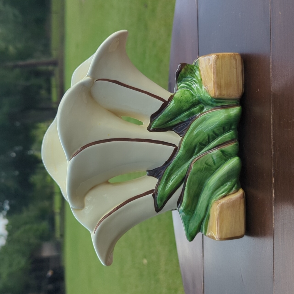 Vintage Antique Reflections Pottery -  Triple Lily Flower Vase